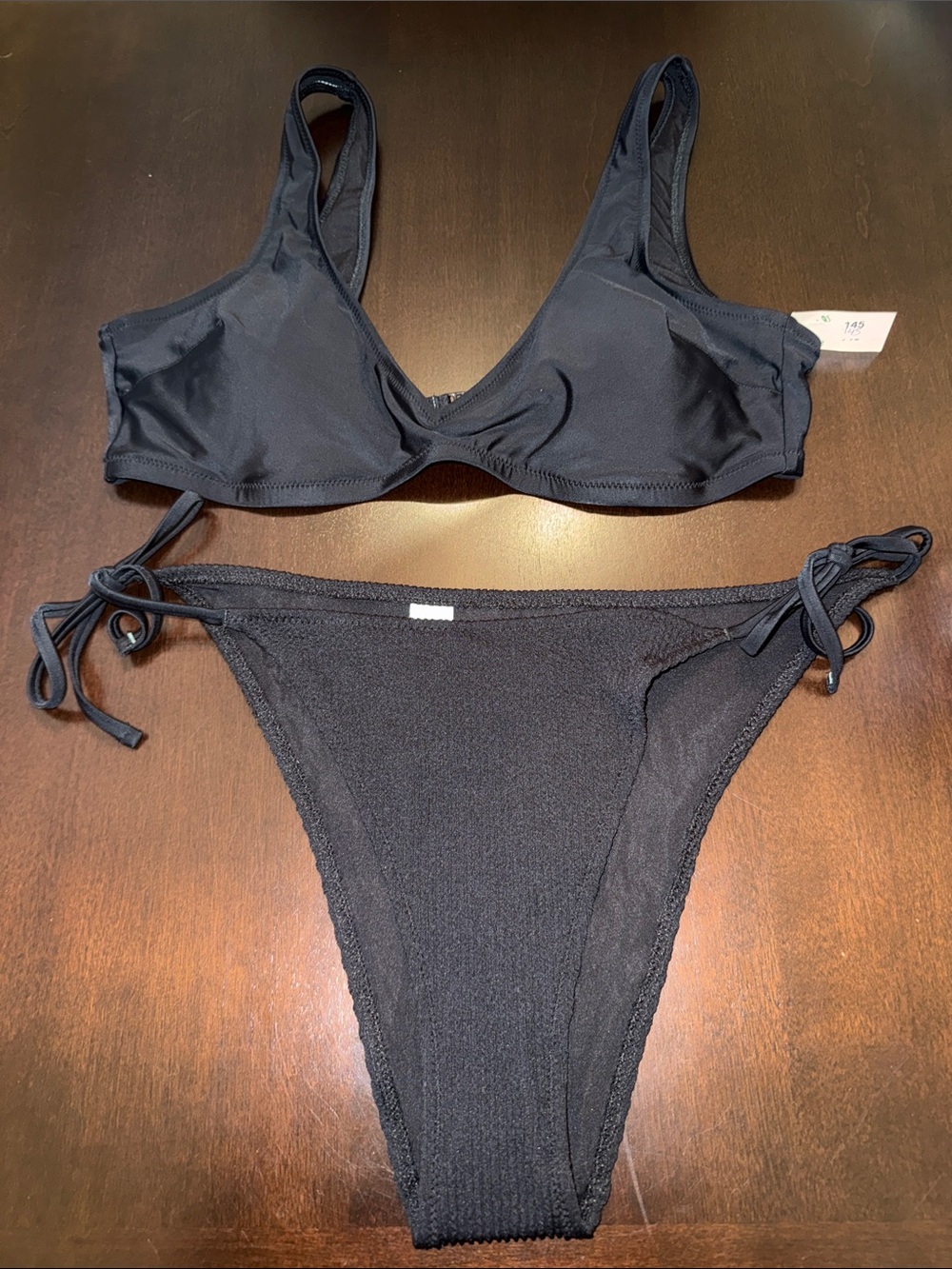Classic Black Two-Piece Bikini Top and Bottom